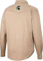 Wrangler Michigan State Spartans Mens Tan Western Snap Long Sleeve Dress Shirt