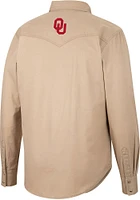 Wrangler Oklahoma Sooners Mens Tan Western Snap Long Sleeve Dress Shirt