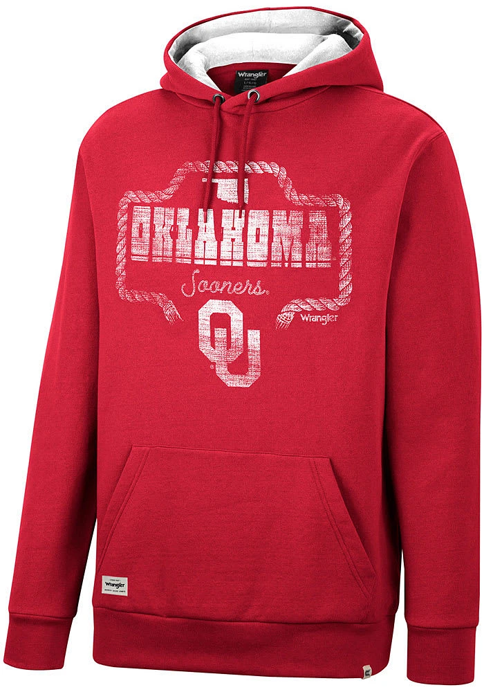 Wrangler Oklahoma Sooners Mens Crimson Rope Long Sleeve Hoodie