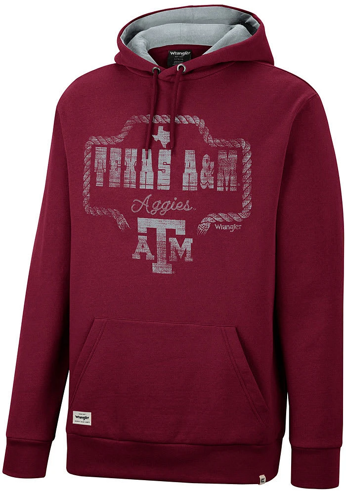 Wrangler Texas A&M Aggies Mens Maroon Rope Long Sleeve Hoodie