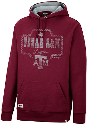 Wrangler Texas A&M Aggies Mens Maroon Rope Long Sleeve Hoodie