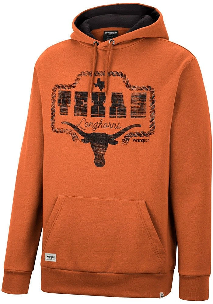 Wrangler Texas Longhorns Mens Burnt Orange Rope Long Sleeve Hoodie