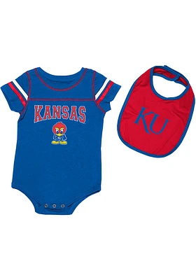 Colosseum Kansas Jayhawks Baby Blue Chocolate Set One Piece with Bib