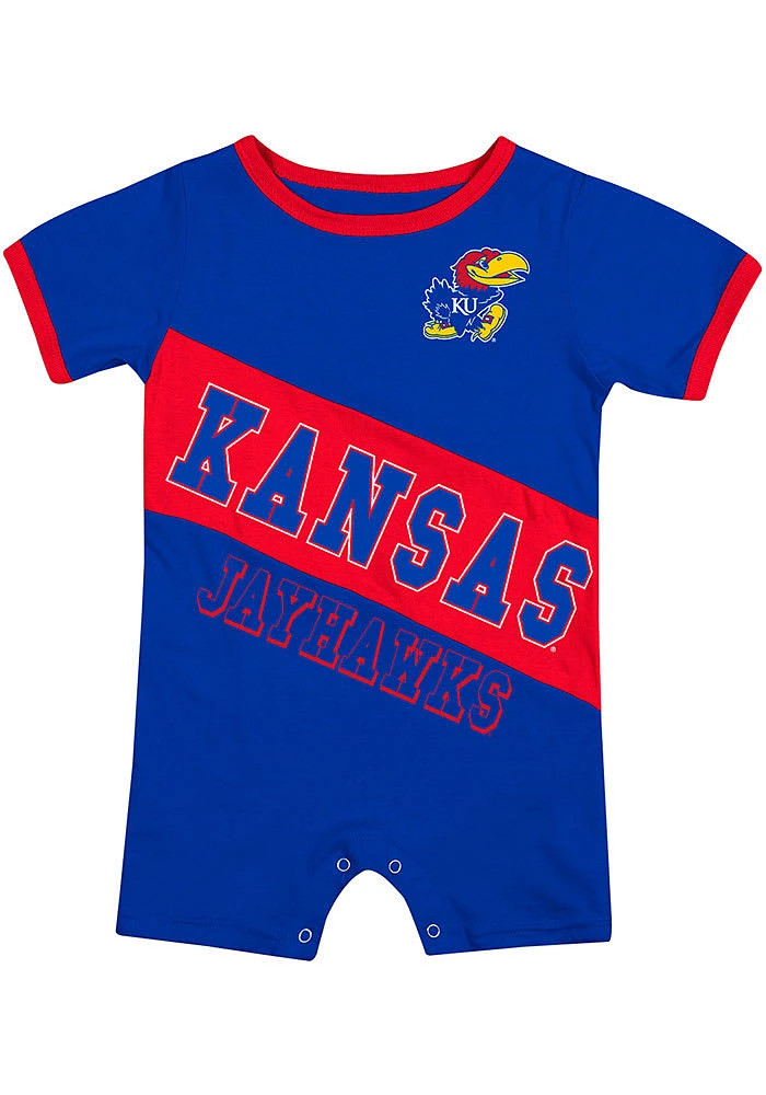 Colosseum Kansas Jayhawks Baby Blue Teddy Short Sleeve One Piece