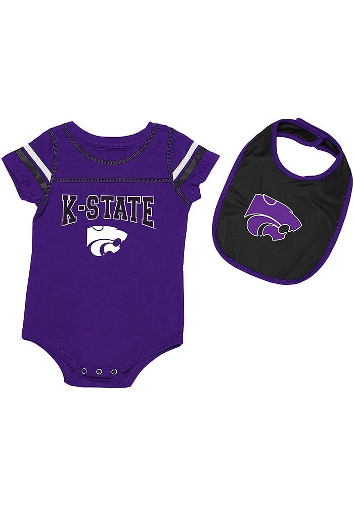 Colosseum K-State Wildcats Baby Purple Chocolate Set One Piece with Bib