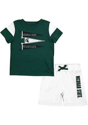 Colosseum Michigan State Spartans Infant Green Herman SS Set Top and Bottom