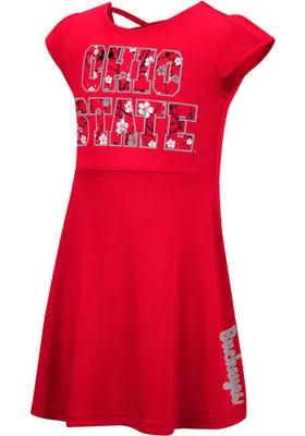 Colosseum Ohio State Buckeyes Toddler Girls Red Merry Go Round Short Sleeve Dress