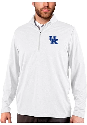 Antigua Kentucky Wildcats Mens White Rally Long Sleeve Qtr Zip Pullover