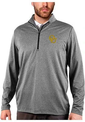 Antigua Oakland University Golden Grizzlies Mens Black Rally Long Sleeve Qtr Zip Pullover
