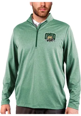 Antigua Ohio Bobcats Mens Green Rally Long Sleeve Qtr Zip Pullover