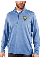 Antigua Pitt Panthers Mens Blue Rally Mascot Long Sleeve Qtr Zip Pullover
