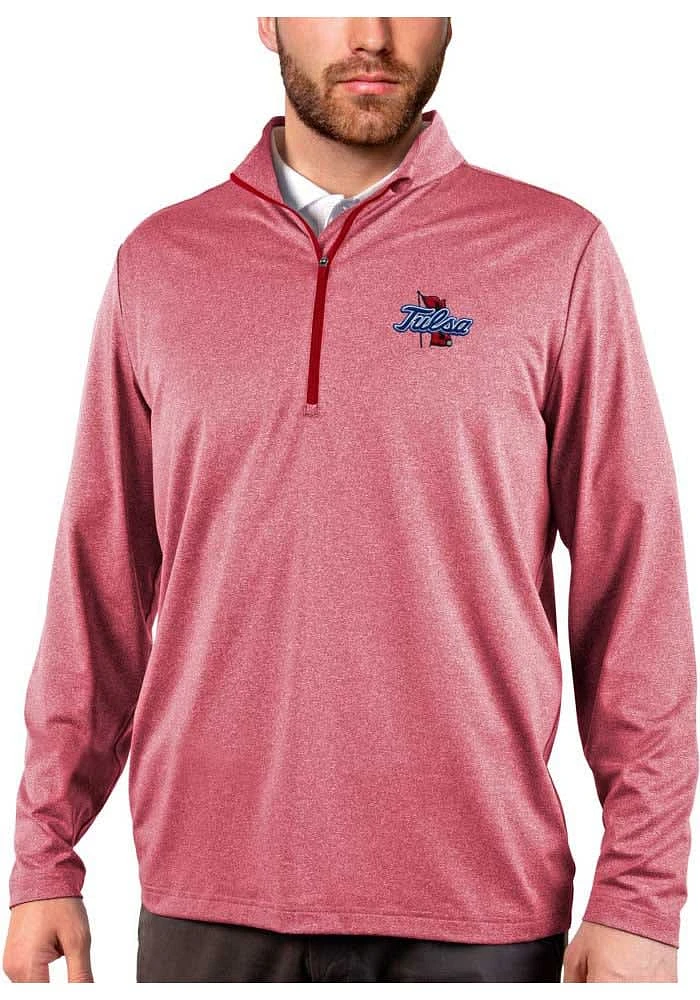 Antigua Tulsa Golden Hurricane Mens Rally Long Sleeve Qtr Zip Pullover