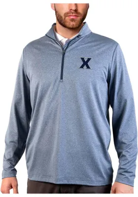 Antigua Xavier Musketeers Mens Navy Blue Rally Long Sleeve 1/4 Zip Pullover