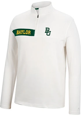Colosseum Baylor Bears Mens White Harrington Long Sleeve Qtr Zip Pullover
