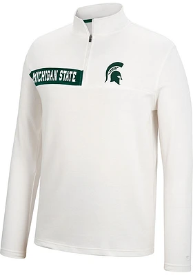 Colosseum Michigan State Spartans Mens White Harrington Long Sleeve Qtr Zip Pullover