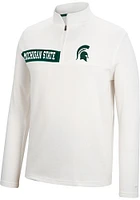 Colosseum Michigan State Spartans Mens White Harrington Long Sleeve Qtr Zip Pullover
