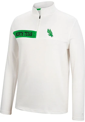 Colosseum North Texas Mean Green Mens White Harrington Long Sleeve Qtr Zip Pullover