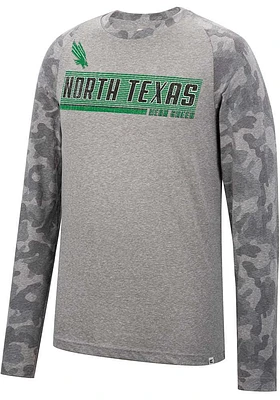Colosseum North Texas Mean Green Grey Quintana Camo Raglan Long Sleeve T Shirt