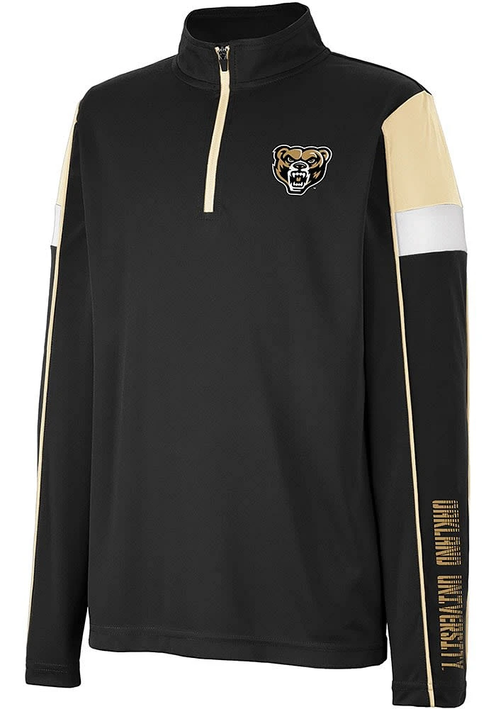 Colosseum Oakland University Golden Grizzlies Youth Black Screever Long Sleeve Quarter Zip Shirt
