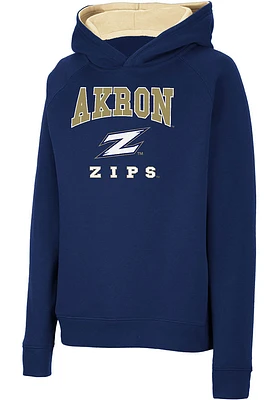 Colosseum Akron Zips Youth Blue Number 1 Long Sleeve Hoodie