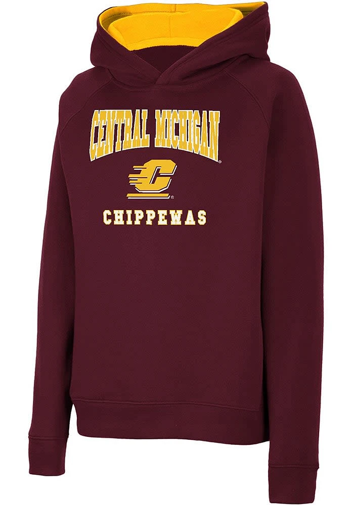 Colosseum Central Michigan Chippewas Youth Maroon Number 1 Long Sleeve Hoodie
