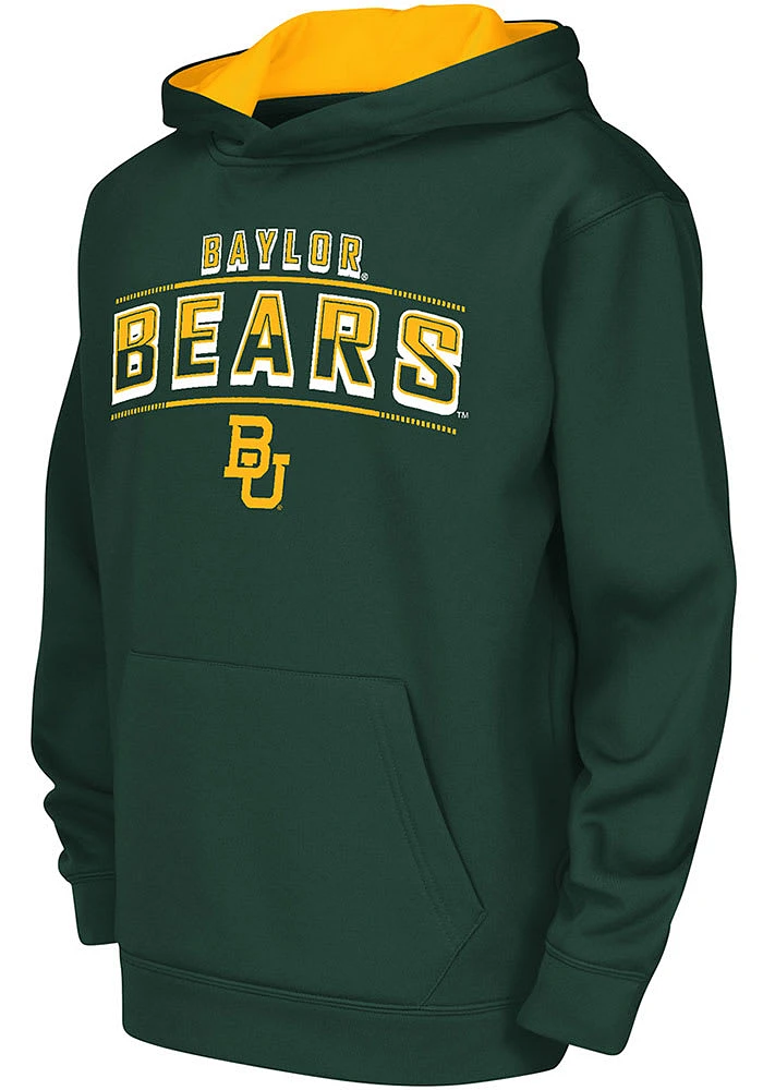 Colosseum Baylor Bears Youth Green Block Name Drop Long Sleeve Hoodie