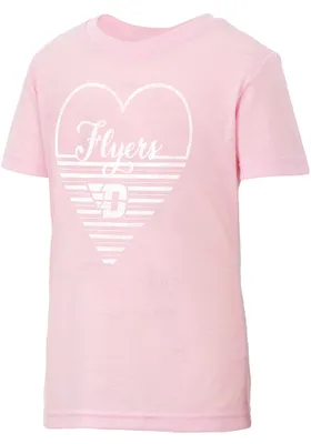 Colosseum Dayton Flyers Girls Pink Knobby Heart Short Sleeve Tee