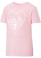 Colosseum Illinois Fighting Illini Girls Pink Knobby Heart Short Sleeve Tee