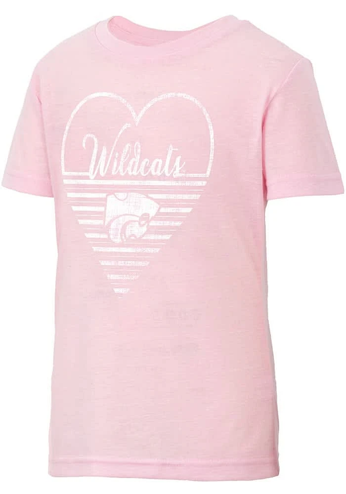 Colosseum K-State Wildcats Girls Pink Knobby Heart Short Sleeve Tee