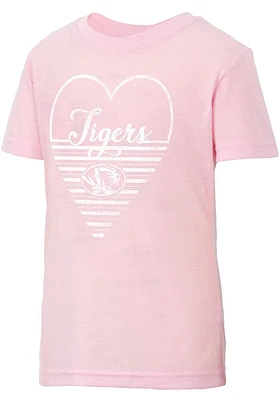 Colosseum Missouri Tigers Girls Pink Knobby Heart Short Sleeve Tee