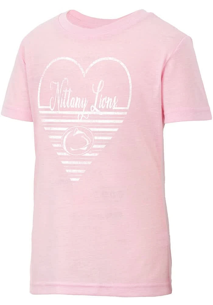 Colosseum Penn State Nittany Lions Girls Pink Knobby Heart Short Sleeve Tee