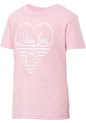 Colosseum Penn State Nittany Lions Girls Pink Knobby Heart Short Sleeve Tee