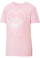 Colosseum Pitt Panthers Girls Pink Knobby Heart Short Sleeve Tee
