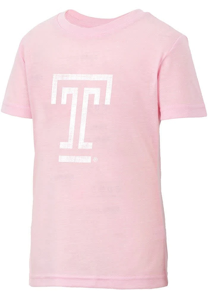 Colosseum Temple Owls Girls Pink Knobby Heart Short Sleeve Tee