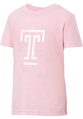 Colosseum Temple Owls Girls Pink Knobby Heart Short Sleeve Tee