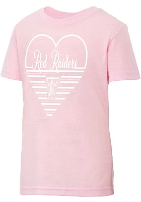 Colosseum Texas Tech Red Raiders Girls Pink Knobby Heart Short Sleeve Tee