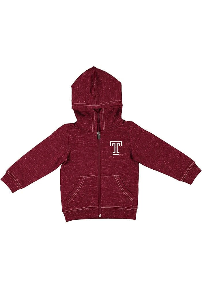 Colosseum Temple Owls Toddler Knobby Long Sleeve Full Zip Sweatshirt - Grey