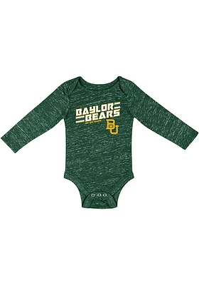 Colosseum Baylor Bears Baby Green Knobby Fun Long Sleeve One Piece
