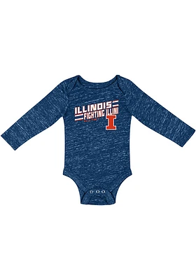 Colosseum Illinois Fighting Illini Baby Navy Blue Knobby Fun Long Sleeve One Piece