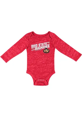 Colosseum Ohio State Buckeyes Baby Red Knobby Fun Design Long Sleeve One Piece