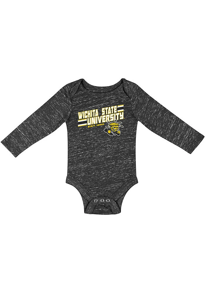 Colosseum Wichita State Shockers Baby Black Knobby Fun Long Sleeve One Piece