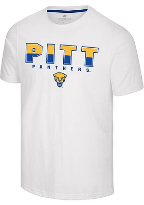 Colosseum Pitt Panthers White Crane Short Sleeve T Shirt
