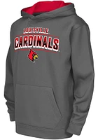 Colosseum Louisville Cardinals Youth Charcoal Block Name Drop Long Sleeve Hoodie