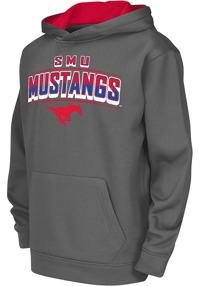 Colosseum SMU Mustangs Youth Charcoal Block Name Drop Long Sleeve Hoodie