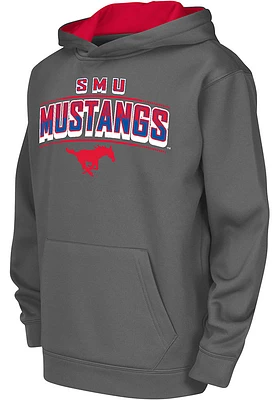 Colosseum SMU Mustangs Youth Charcoal Block Name Drop Long Sleeve Hoodie