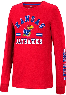 Colosseum Kansas Jayhawks Youth Red GCC SMU Roof Long Sleeve T-Shirt
