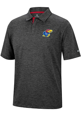 Colosseum Kansas Jayhawks Mens Black Tournament Short Sleeve Polo