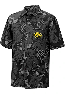 Colosseum Iowa Hawkeyes Mens Black The Dude Short Sleeve Dress Shirt