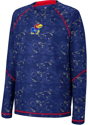 Colosseum Kansas Jayhawks Youth Blue Gust of Wind Long Sleeve T-Shirt