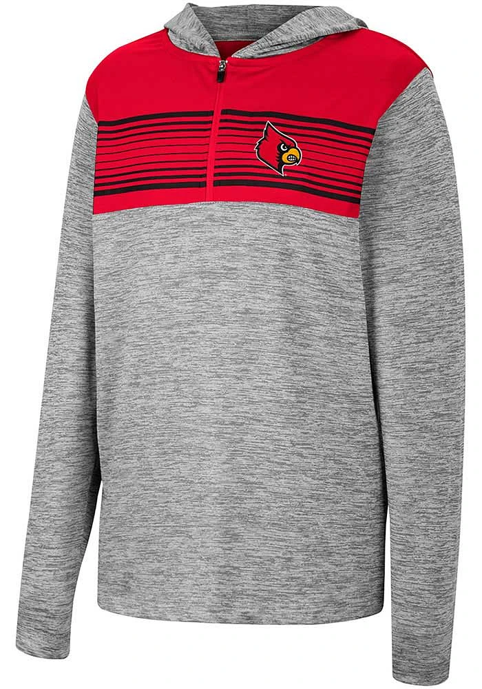 Colosseum Louisville Cardinals Youth Grey Fidelity Long Sleeve Quarter Zip Shirt